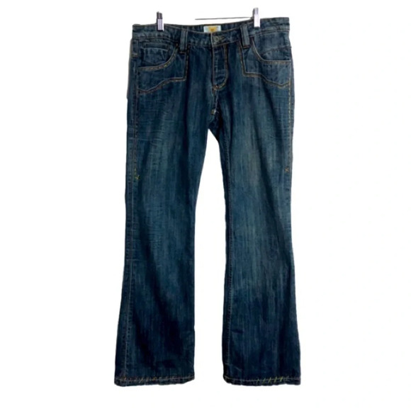 Antik Denim Jeans Medium Blue 9 Button Fly Decorative Pockets - Picture 1 of 12